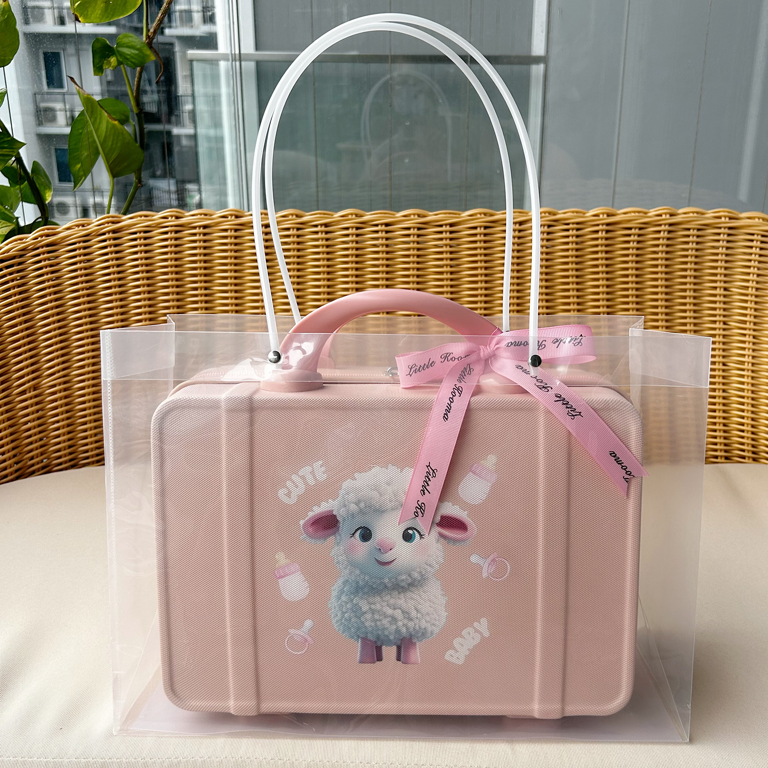 New Born Baby Girl LED Light Layette Plush Blanket Romper White Sheep Suitcase Mummy Makeup Box Gift Hamper Gift Box Set - Little Kooma