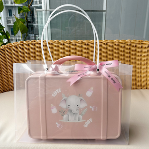 New Born Baby Girl LED Light Layette Plush Blanket Romper Grey Elephant Suitcase Mummy Makeup Box Gift Hamper Gift Box Set - Little Kooma