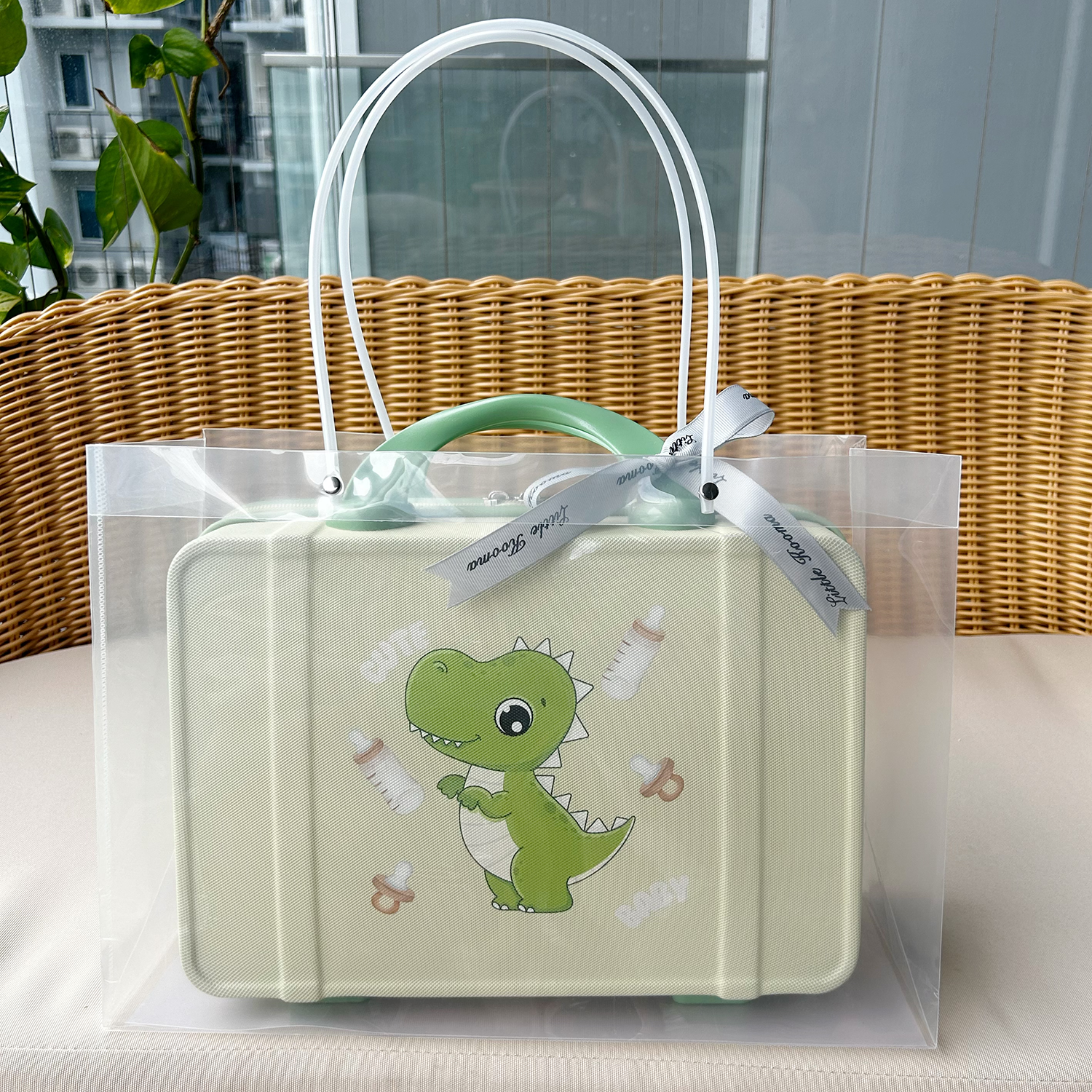 New Born Baby Boy LED Light Layette Plush Blanket Dinosaur Suitcase Mummy Makeup Box Gift Hamper Gift Box Set - Little Kooma