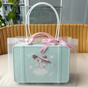 New Born Baby Girl LED Light Layette Plush Blanket Romper Muslin Blanket Blue Bunny Suitcase Mummy Makeup Box Gift Hamper Gift Box Set - Little Kooma