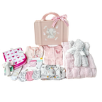 New Born Baby Girl LED Light Layette Plush Blanket Romper Grey Elephant Suitcase Mummy Makeup Box Gift Hamper Gift Box Set - Little Kooma