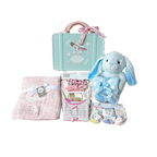 New Born Baby Girl LED Light Layette Plush Blanket Romper Muslin Blanket Blue Bunny Suitcase Mummy Makeup Box Gift Hamper Gift Box Set - Little Kooma
