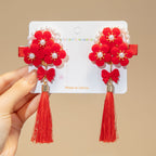 Singapore Souvenir Gift Chinese New Year CNY Red Kids Girl's Crystal Beads Head Clips Hair Accessories - Little Kooma
