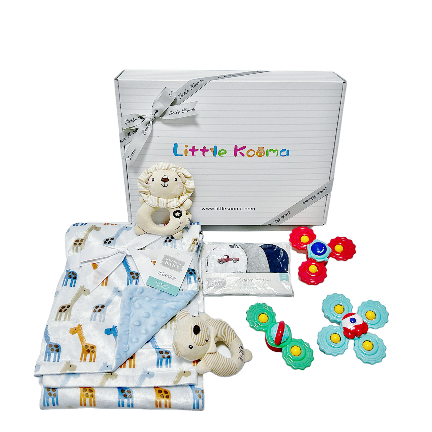 New Born Baby Boy Little Kooma Brand Gift Box 9 Pcs Giraffe Bear Lion Set - Little Kooma