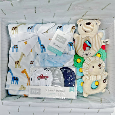 New Born Baby Boy Little Kooma Brand Gift Box 9 Pcs Giraffe Bear Lion Set - Little Kooma