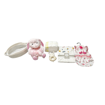 New Born Baby Girl LED Light Diaper Layette Toy Receiving Blanket Bodysuit Bunny Gift Hamper - Little Kooma