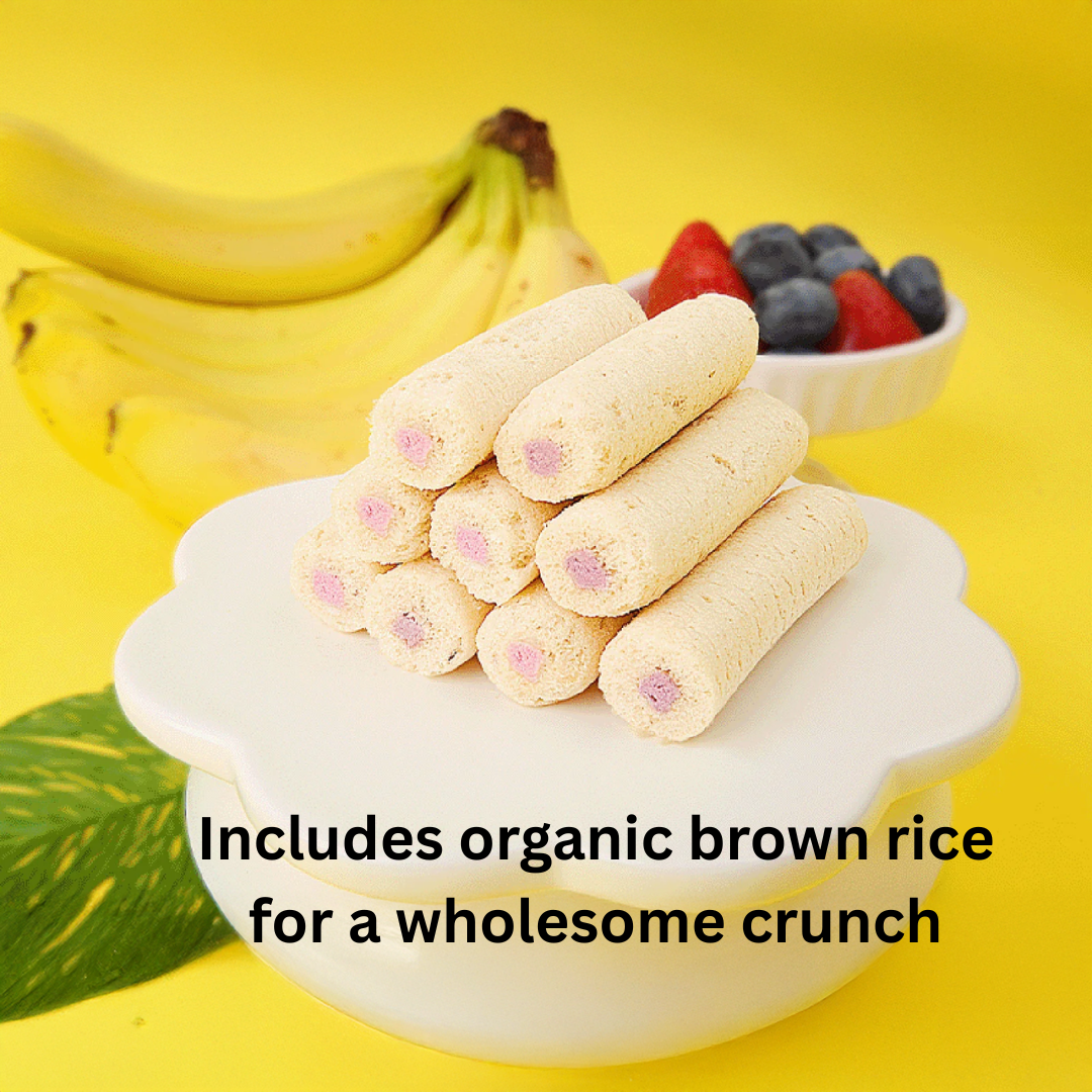Junior Fruity Multi-Grain Rolls Snack 5g x 8 Packs With Strawberry and Banana By BeBecook