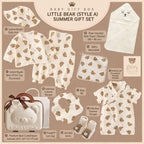 Little Bear Newborn Baby Gift Set – Cotton Muslin Summer Essentials with Keepsake Suitcase