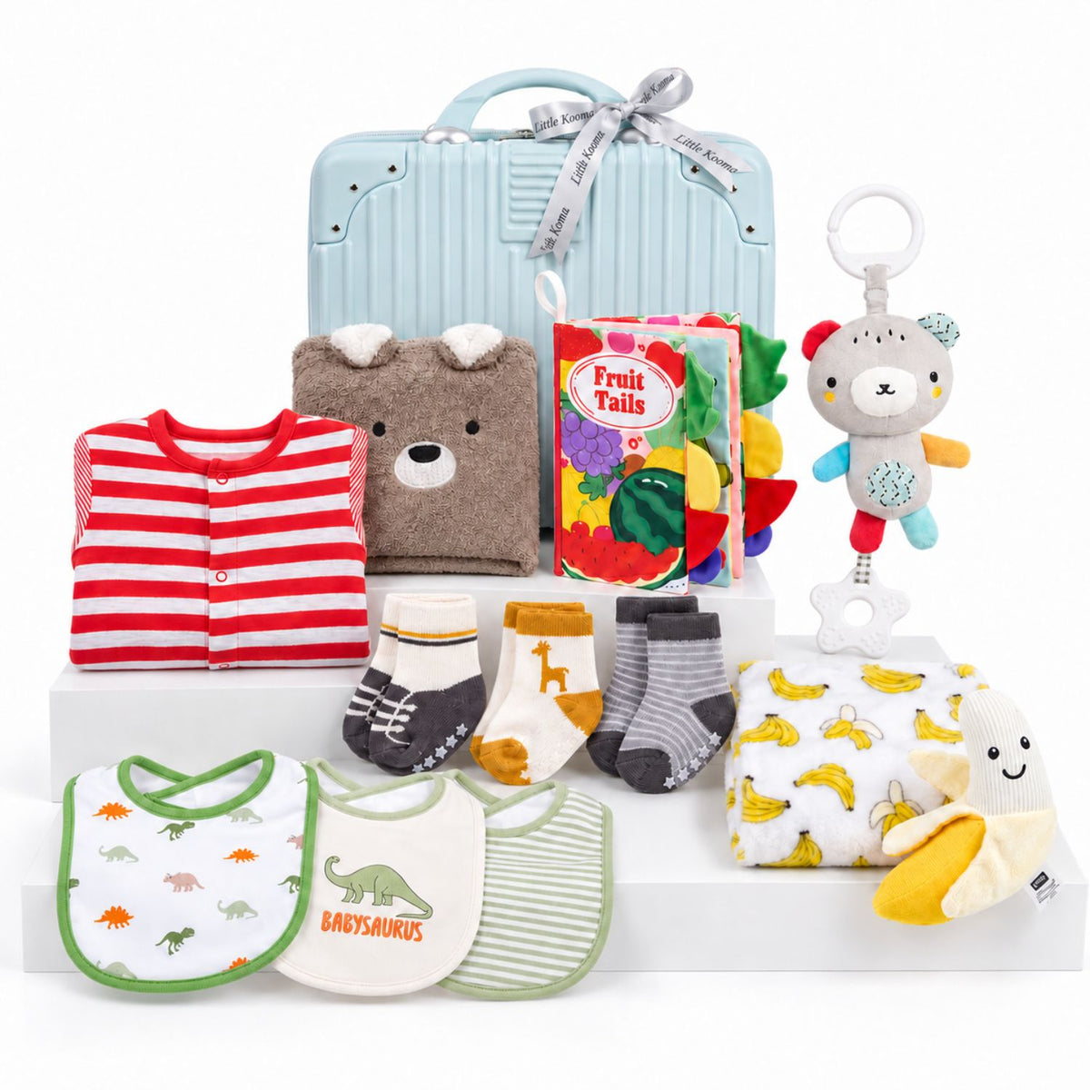 New Born Baby Boy Banana LED Light Layette Plush Blanket Suitcase Mummy Makeup Box Gift Hamper Gift Box Set