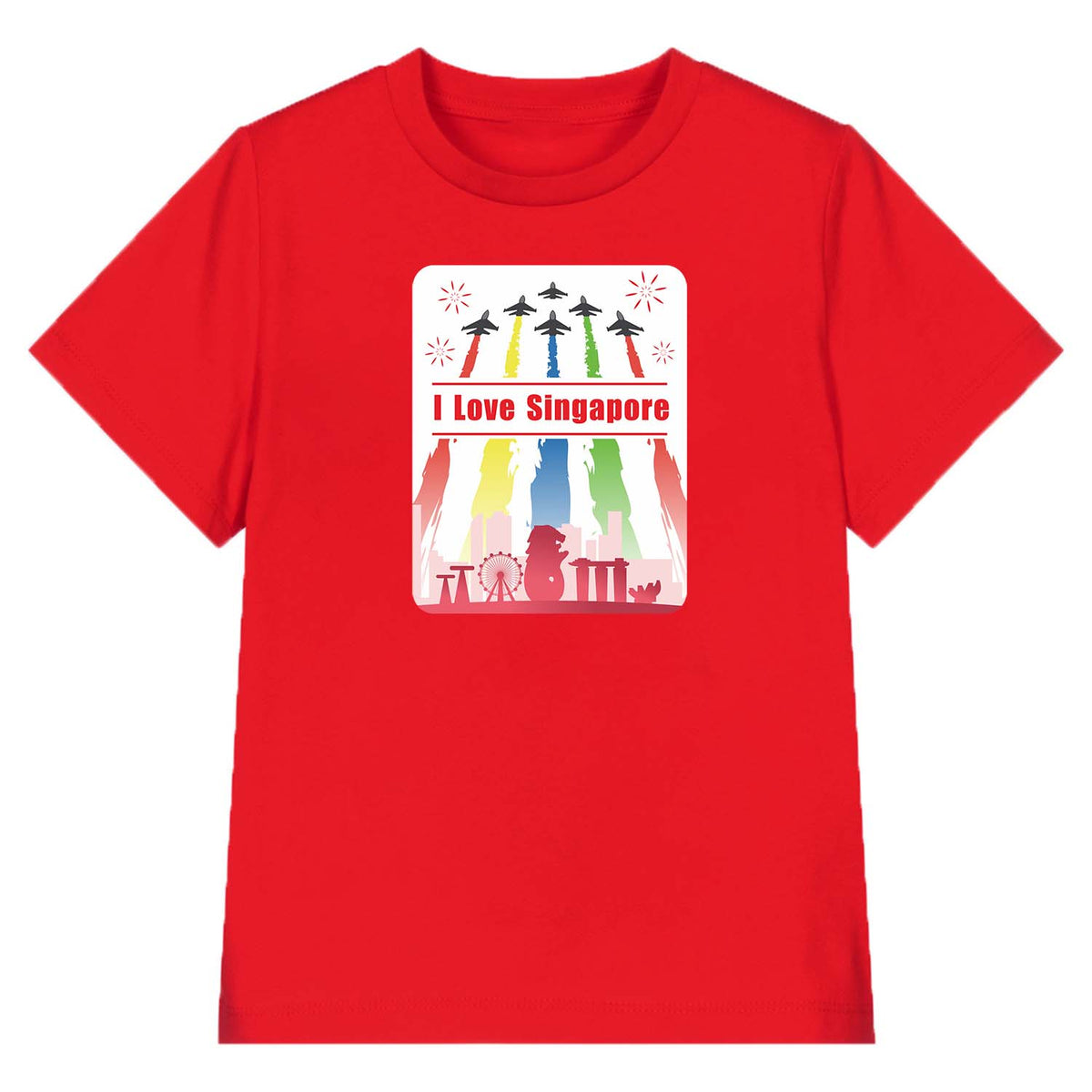 National Day NDP 2024 Red Top - Baby Kids Red T-shirt I Love Singapore Colorful Fighter National Day Top Outfit - Little Kooma