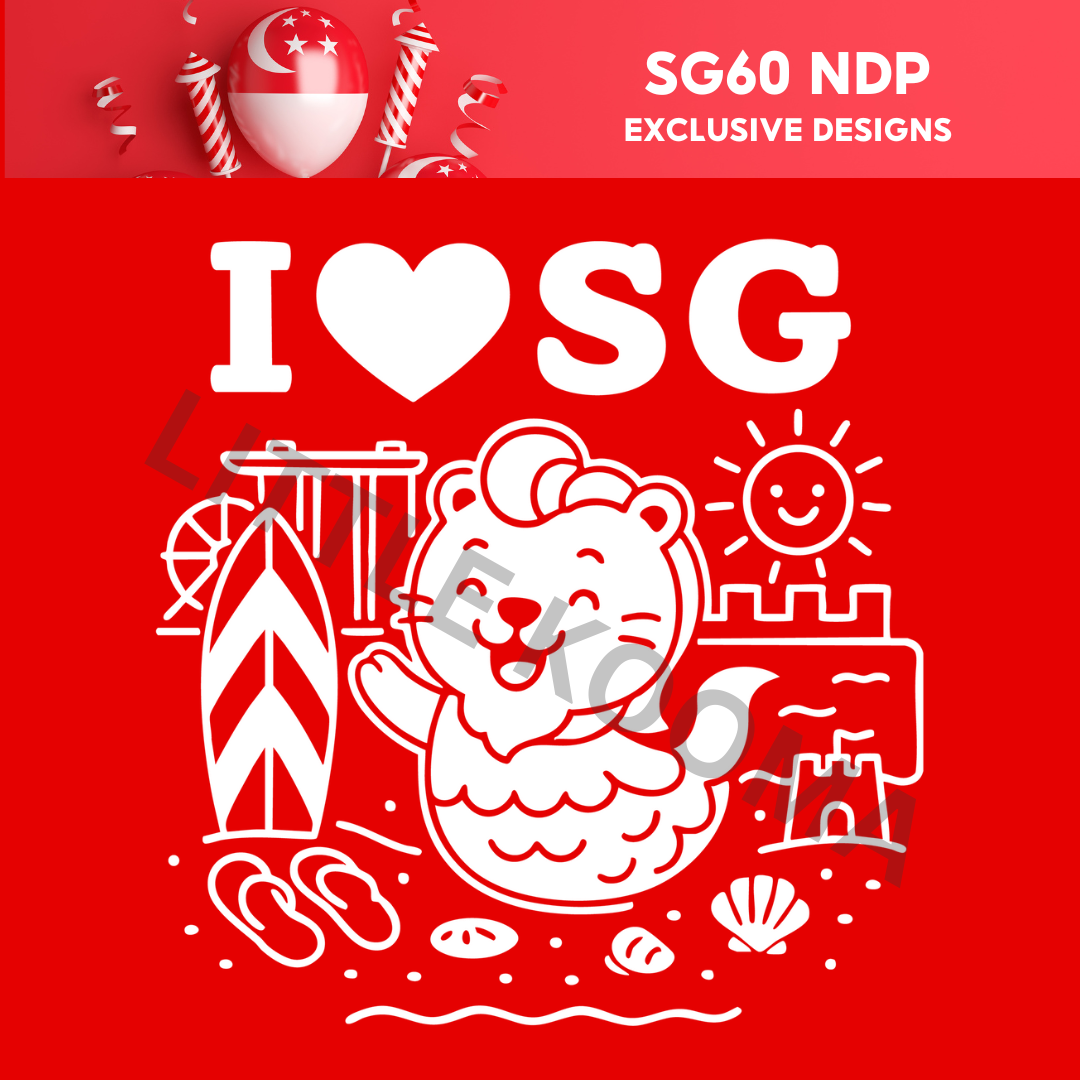 [PRE-ORDER] National Day NDP Red Top - Baby Kids Red T-shirt Cute Merlion Beach View National Day Top Outfit