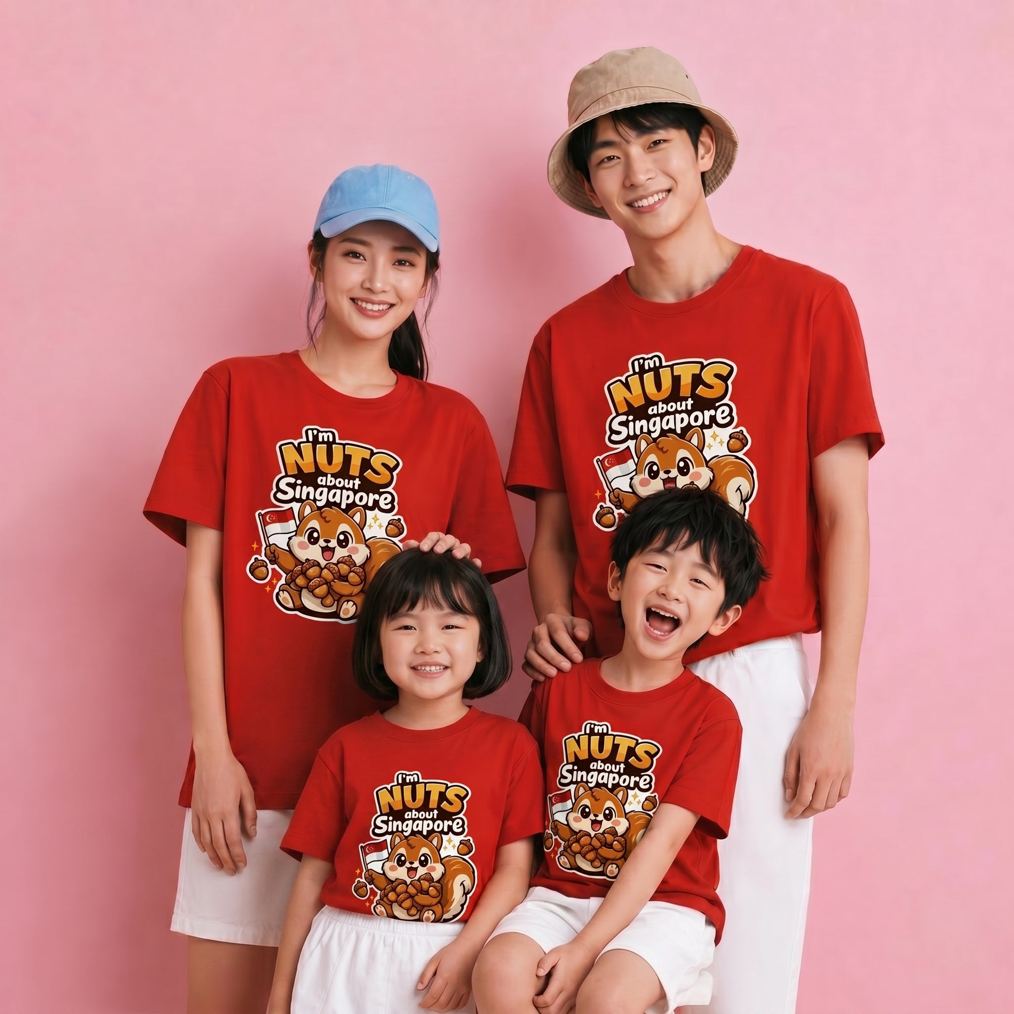 Singapore National Day Kids Red T-Shirt Family Matching Outfit - I'M NUTS about Singapore - Little Kooma