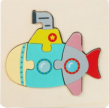 Wooden Toddler Animal Vehicle Puzzles w Handles Educational Montessori Puzzles Toys