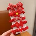 Chinese New Year CNY Red Kids Girl's Hair Accessories Bracelets Ear Clips Set - Little Kooma