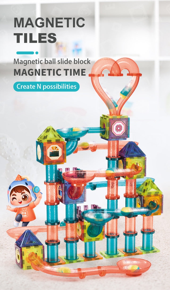 Baby & Kids Magnetic Tiles Building Blocks Set Early Educational Toy w LED Light 3 Years + - Little Kooma