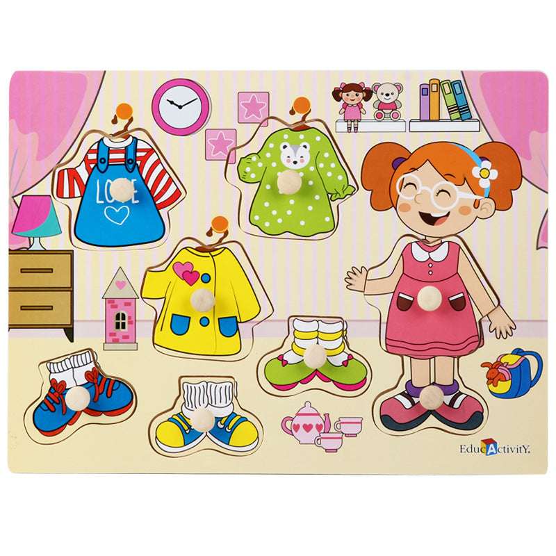 Wooden Toddler Animal Vehicle Puzzles w Handles Educational Montessori Puzzles Toys Clearance Sale 3 Years + - Little Kooma