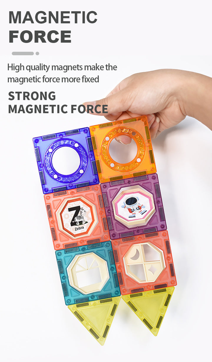 Baby & Kids Magnetic Tiles Building Blocks Set Early Educational Toy w LED Light 3 Years + - Little Kooma