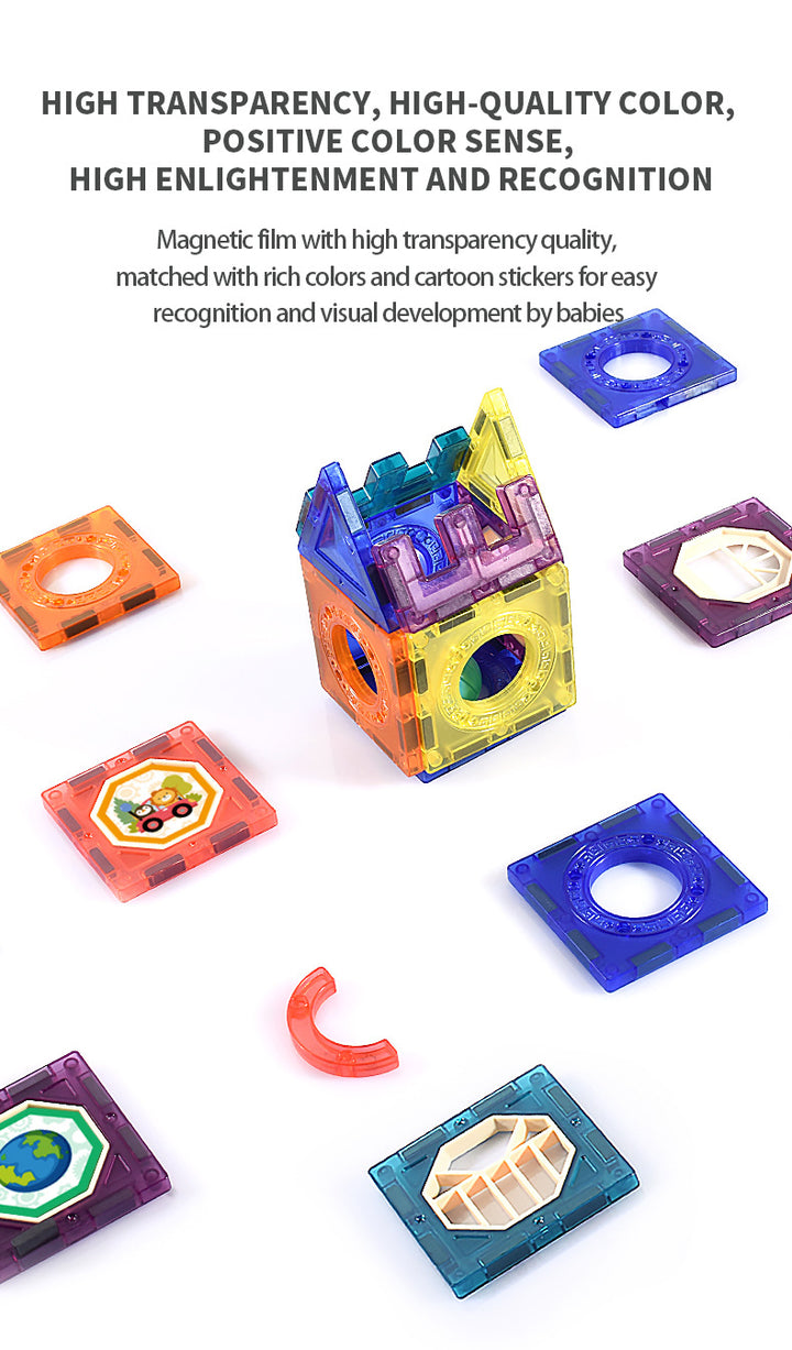Baby & Kids Magnetic Tiles Building Blocks Set Early Educational Toy w LED Light 3 Years + - Little Kooma