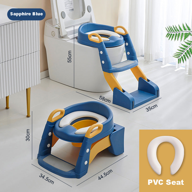 Baby Toddler Kids Boy Girl 2-In-1 Version Potty Training Seat with Ladder Toilet Seat with Step Stools Non-Slip Potty Chair with Splash Guard and Handles - Little Kooma