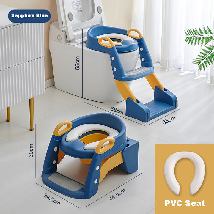 Baby Toddler Kids Boy Girl 2-In-1 Version Potty Training Seat with Ladder Toilet Seat with Step Stools Non-Slip Potty Chair with Splash Guard and Handles - Little Kooma