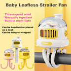 Baby Kids Leafless Oscillating Mini Three-speed Airflow Night Light Mosquito Repellent Stroller Fan - Little Kooma