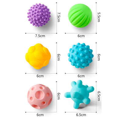 Huang Er Soft Tactile Perception Training  Ball 6pcs Baby Hand Ball Baby Grasp Ball Toys - Little Kooma