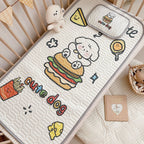 Latex Ice Silk Baby Crib Mat and Toddler Bed Mattress Topper Pad 60 x 120cm Buckwheat Hulls Pillow - Little Kooma