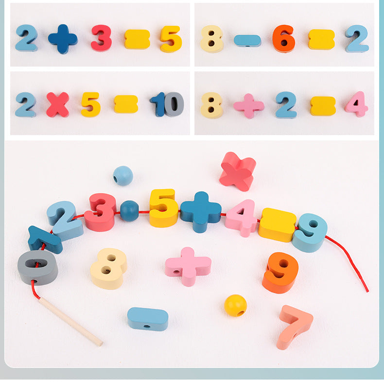 Kids Montessori Wooden Bead Stringing Toy Clearance Sale 3 Years +