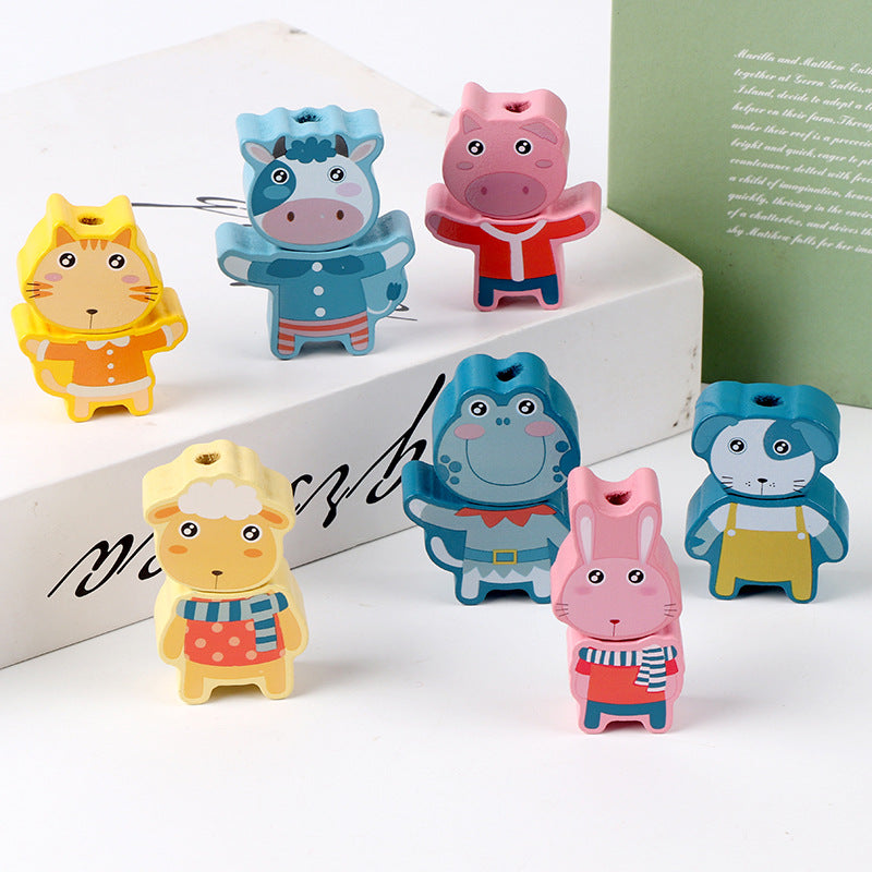 Kids Montessori Wooden Bead Stringing Toy Clearance Sale 3 Years + - Little Kooma