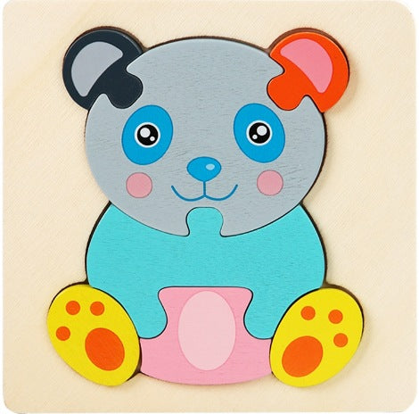 Wooden Toddler Animal Vehicle Puzzles w Handles Educational Montessori Puzzles Toys