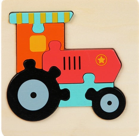 Wooden Toddler Animal Vehicle Puzzles w Handles Educational Montessori Puzzles Toys
