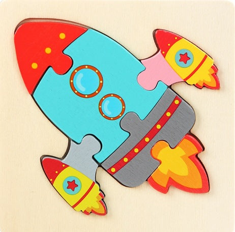 Wooden Toddler Animal Vehicle Puzzles w Handles Educational Montessori Puzzles Toys