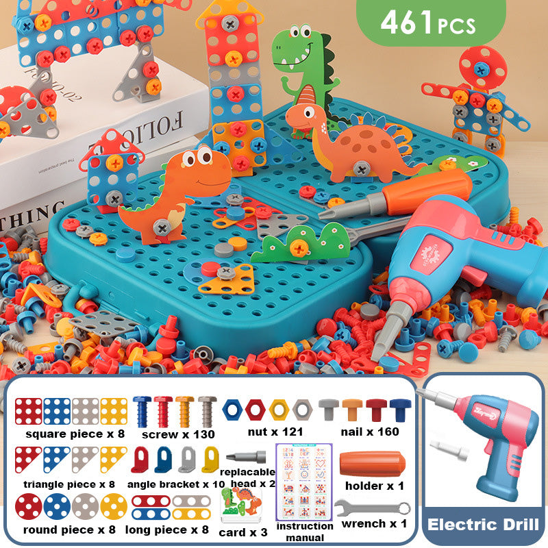 Kids 461 Piece Set with Electric Drill Toy Kids Drill Sets Preschool & Toddler STEM Toy - Little Kooma