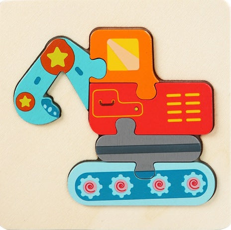 Wooden Toddler Animal Vehicle Puzzles w Handles Educational Montessori Puzzles Toys