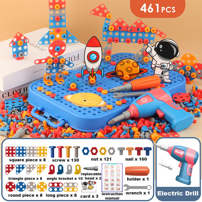 Kids 461 Piece Set with Electric Drill Toy Kids Drill Sets Preschool & Toddler STEM Toy - Little Kooma