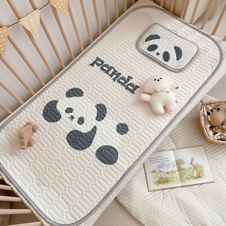 Latex Ice Silk Baby Crib Mat and Toddler Bed Mattress Topper Pad 60 x 120cm Buckwheat Hulls Pillow - Little Kooma