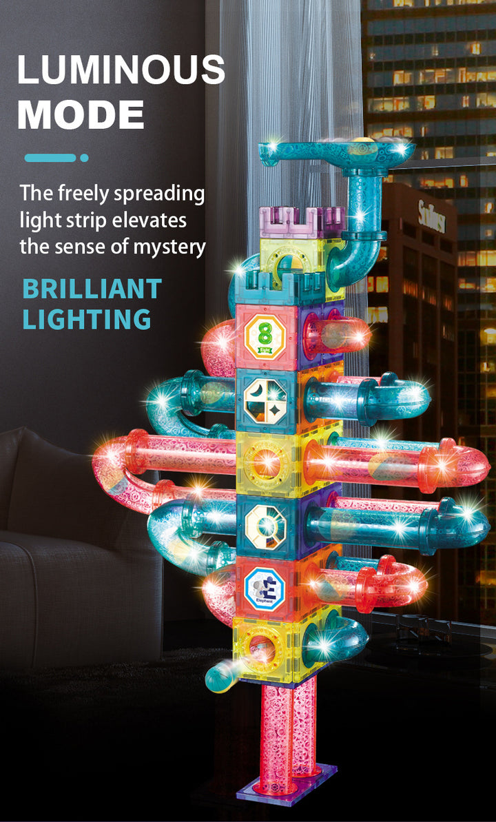Baby & Kids Magnetic Tiles Building Blocks Set Early Educational Toy w LED Light 3 Years + - Little Kooma