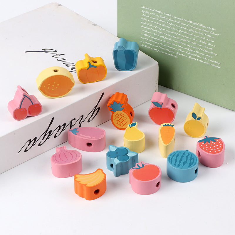 Kids Montessori Wooden Bead Stringing Toy Clearance Sale 3 Years +