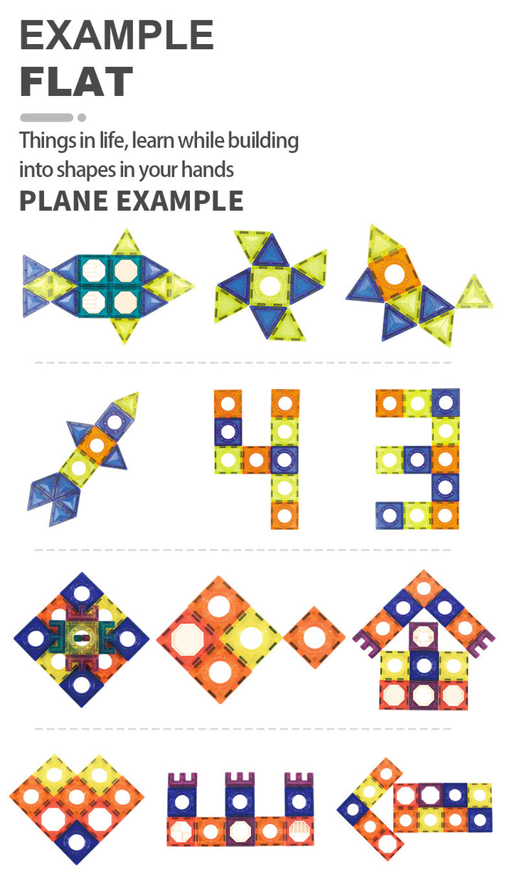 Baby & Kids Magnetic Tiles Building Blocks Set Early Educational Toy w LED Light 3 Years + - Little Kooma