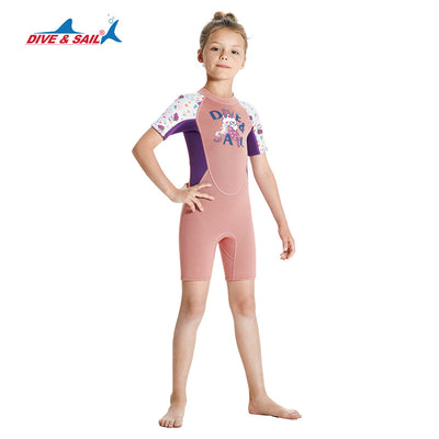 Baby Kids Girl's 2.5MM Comfortable UV Protection Quick-drying Flexible Durable Thermal Short Sleeves Pink Strawberry Rabbit One Piece Swimwear Swimming Suit - Little Kooma