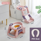 Baby Toddler Kids Boy Girl 2-In-1 Version Potty Training Seat with Ladder Toilet Seat with Step Stools Non-Slip Potty Chair with Splash Guard and Handles - Little Kooma