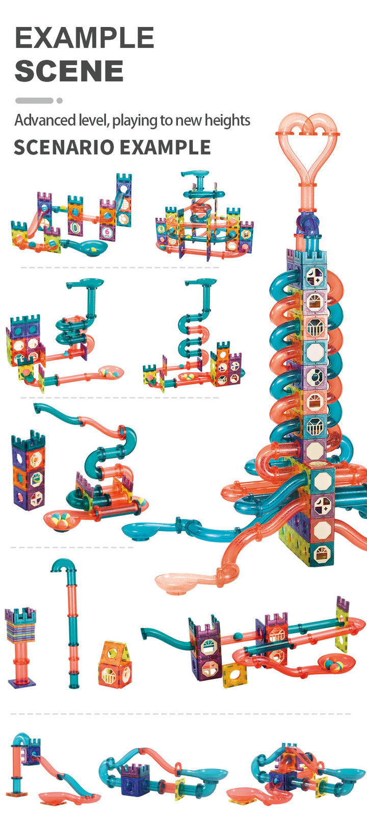 Baby & Kids Magnetic Tiles Building Blocks Set Early Educational Toy w LED Light 3 Years + - Little Kooma
