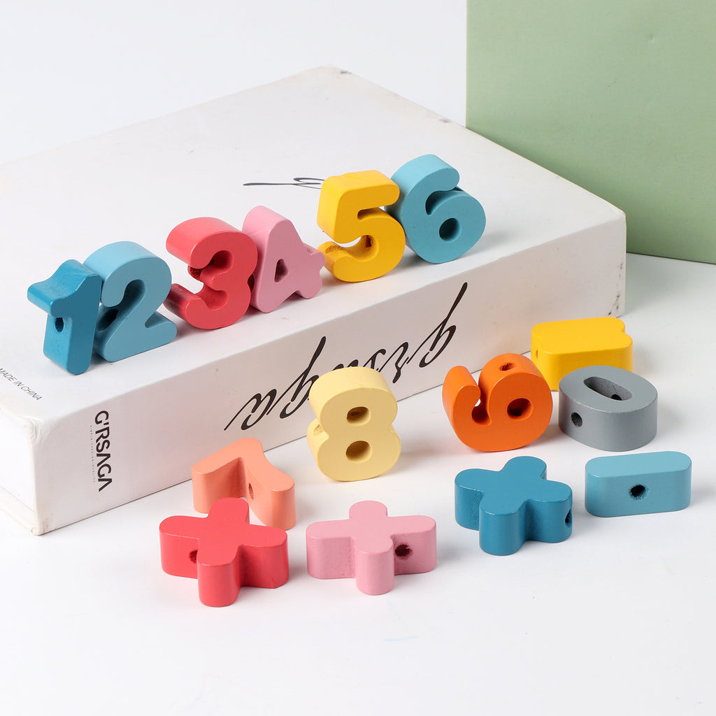 Kids Montessori Wooden Bead Stringing Toy Clearance Sale 3 Years +
