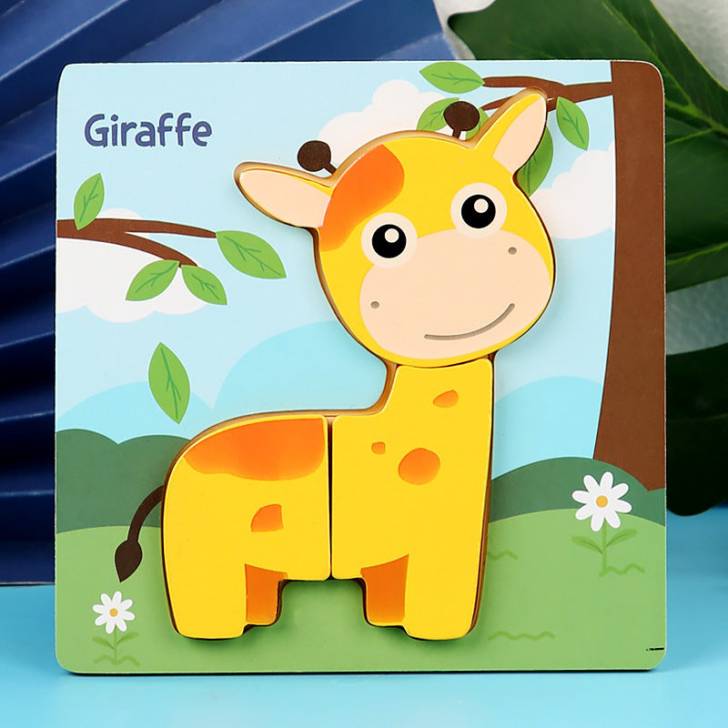 Wooden Toddler Animal Vehicle Puzzles w Handles Educational Montessori Puzzles Toys - Little Kooma