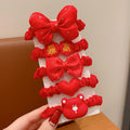 Chinese New Year CNY Red Kids Girl's Hair Accessories Bracelets Ear Clips Set - Little Kooma