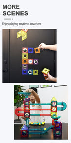 Baby & Kids Magnetic Tiles Building Blocks Set Early Educational Toy w LED Light 3 Years + - Little Kooma