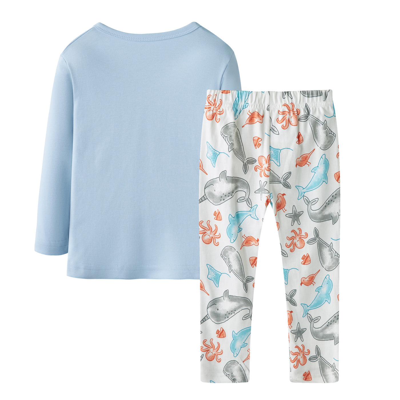 Baby Kids Pajamas Narwhale Top n Stripe Pants Set - Little Kooma