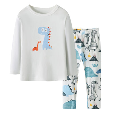 Baby Kids Pajamas Dinosaur Top n Stripe Pants Set - Little Kooma