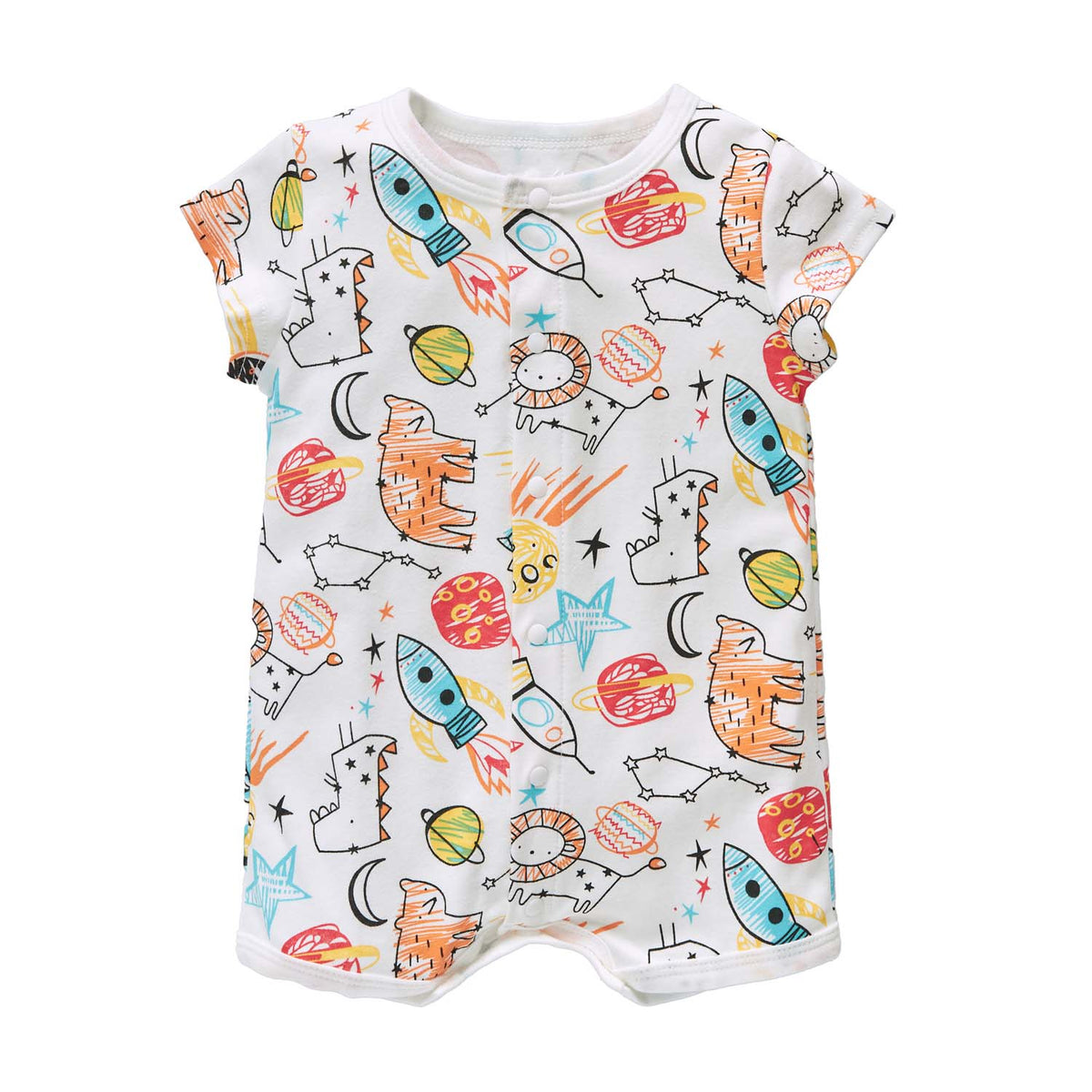 Baby Boy Space Rocket Lion Romper - Little Kooma