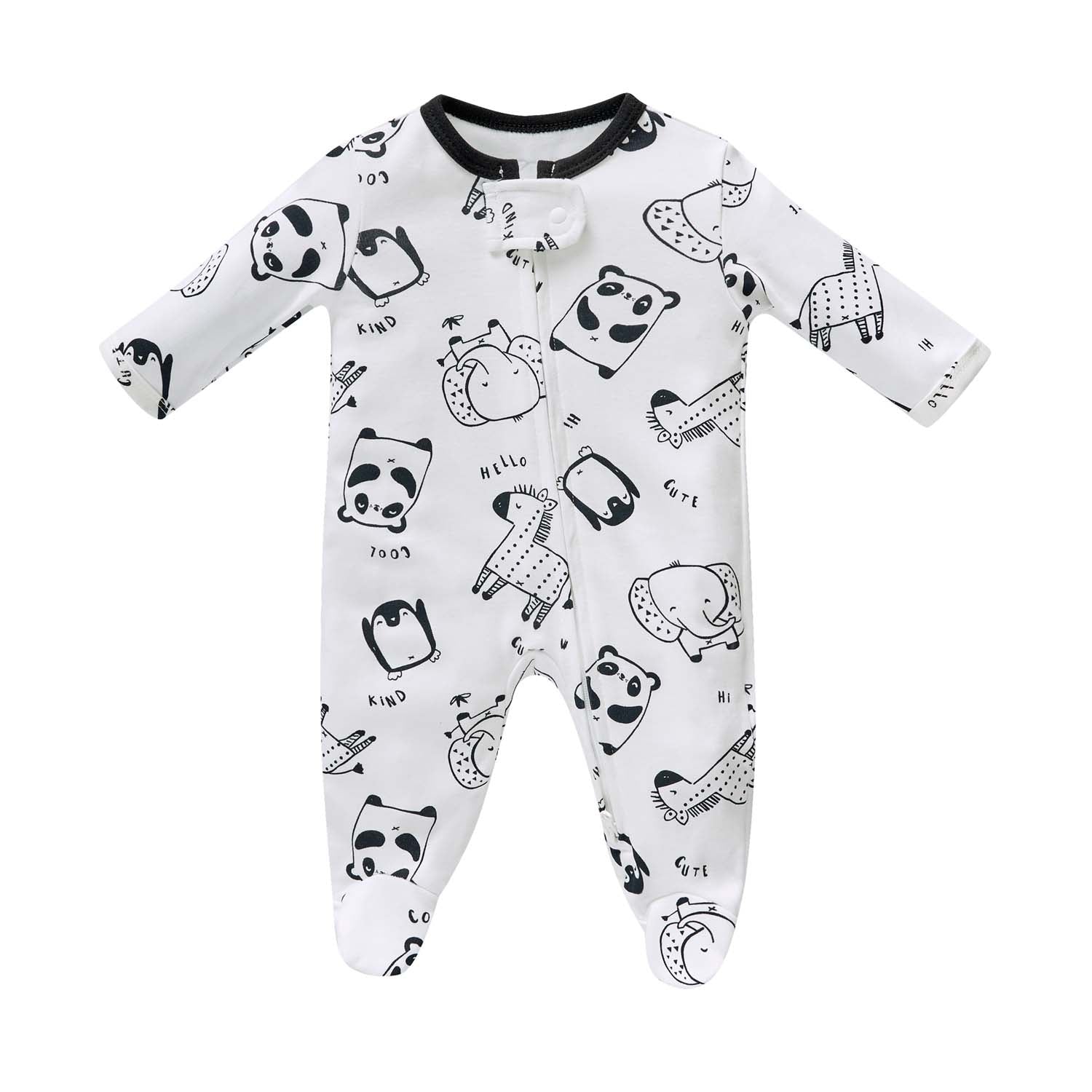 Baby Boy Cotton Sleepsuit Elephant Panda Giraffe Two Way Zipper All In One Jumpsuit - Little Kooma